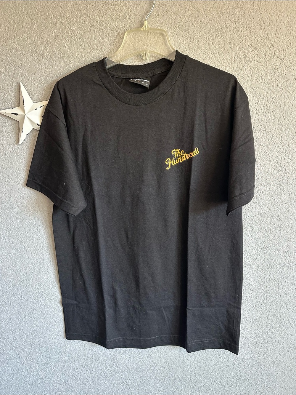The Hundreds Black Tee with Yellow Script Logo